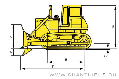 Размеры бульдозера Shantui SD16R Размеры бульдозера Shantui SD16R