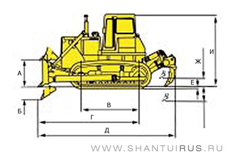 Размеры бульдозера Shantui SD16T Размеры бульдозера Shantui SD16T