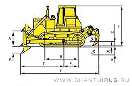 Размеры бульдозера Shantui SD23 Размеры бульдозера Shantui SD23