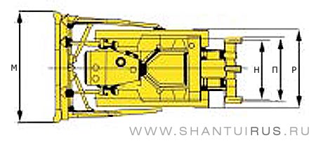 Размеры бульдозера Shantui SD23 Размеры бульдозера Shantui SD23