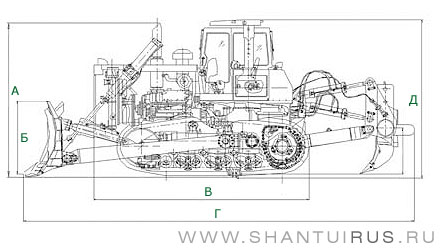 Размеры бульдозера Shantui SD42-3 Размеры бульдозера Shantui SD42-3